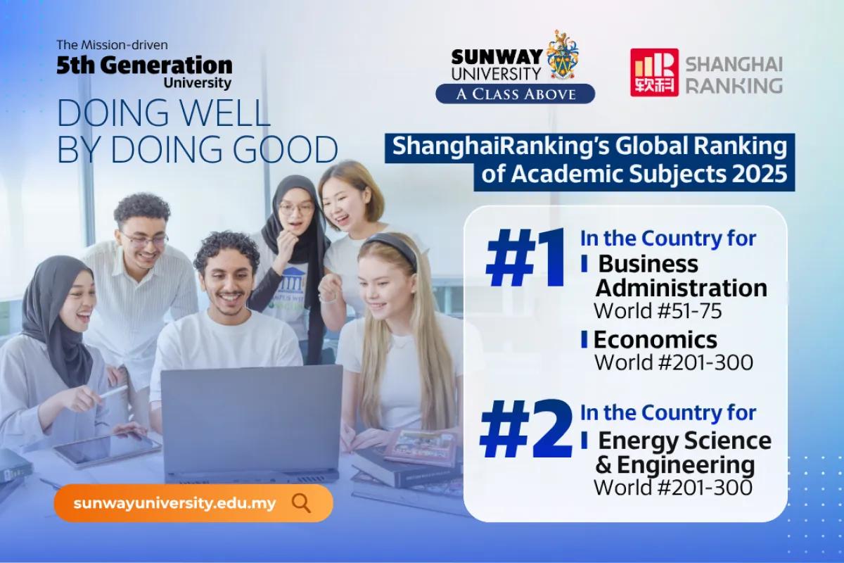 Sunway University Rises to the Top in Shanghai Ranking's Global Ranking of Academic Subjects 2025